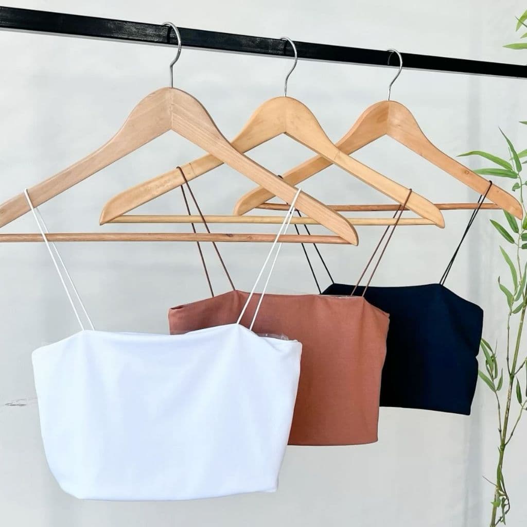 Kit 3 Cropped Top Faixa Básico Feminina com Alças Finas Elásticas Forro Duplo Suplex Premium