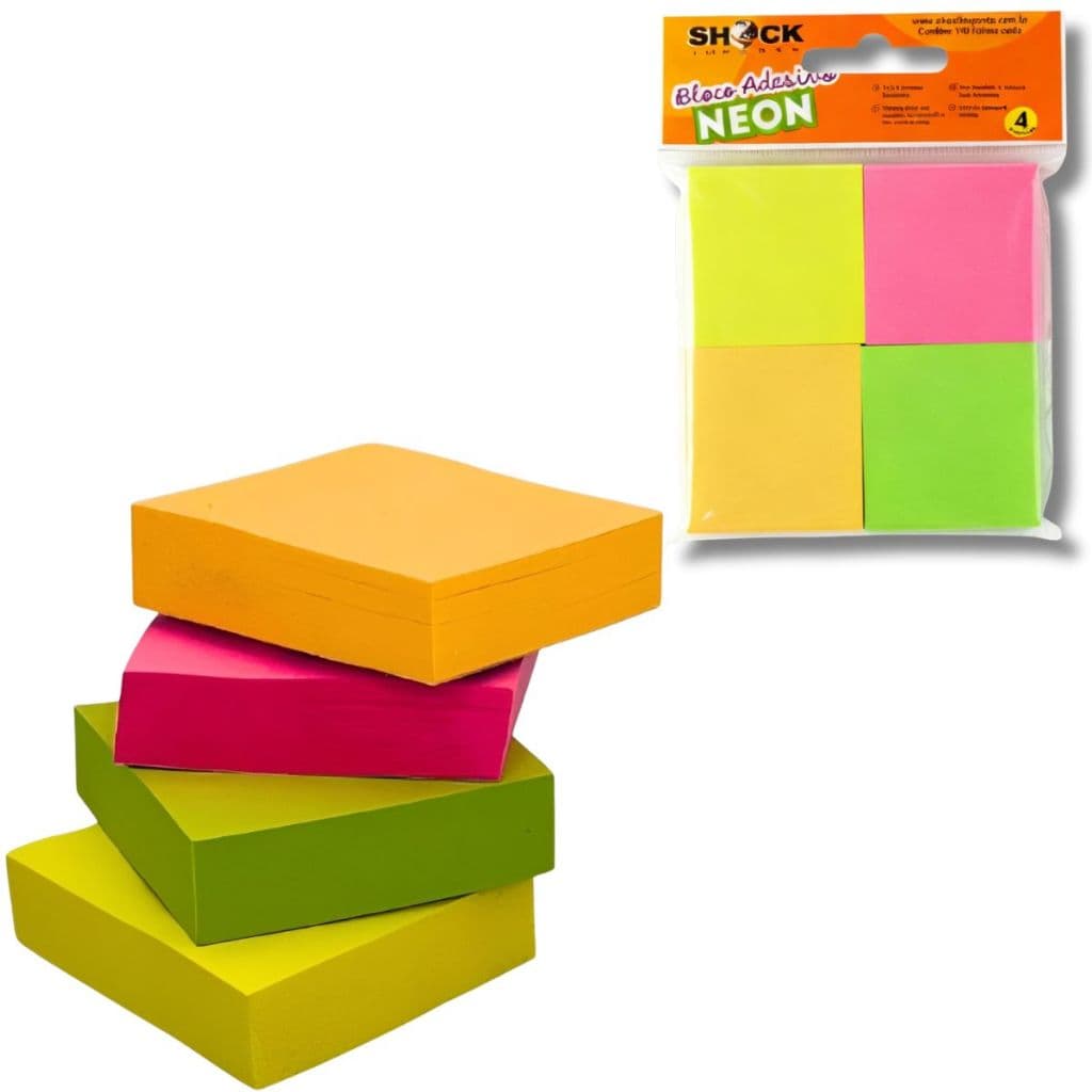 Kit Bloco Adesivo Post It Colorido Anotação 3200 Folhas