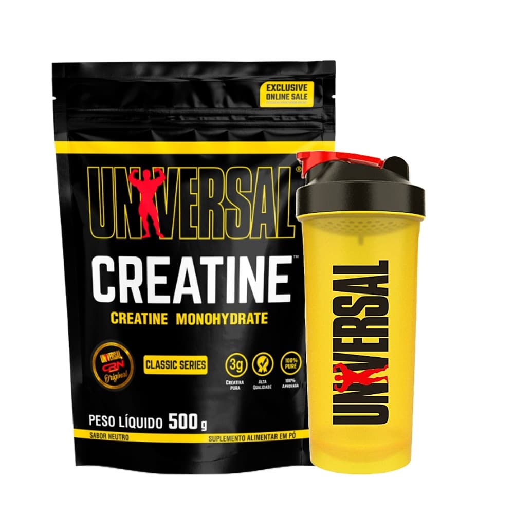 Creatina Monohidratada Universal 500g + Coqueteleira - Universal Nutrition