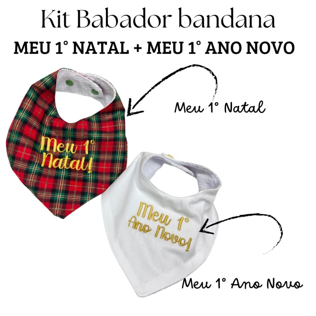 Babador bandana - Meu primeiro Natal / Meu primeiro Ano novo