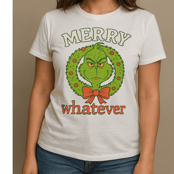 Camiseta Tshirt Grinch Natal Merry Whatever Natalina Divertido Geek Nerd Casual Blusa Meme