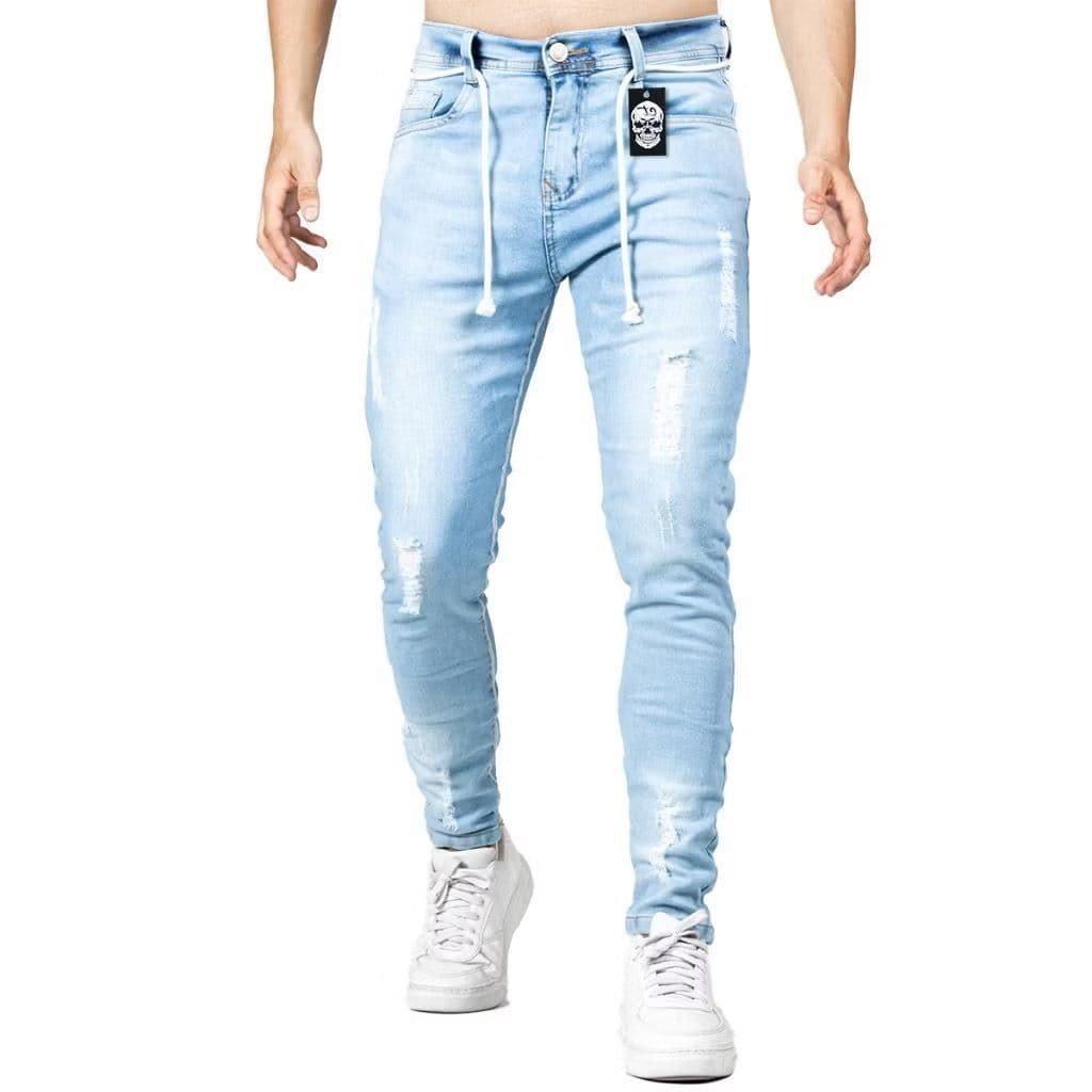 Calça estilo jogador Jeans Skinny Masculina Fashion Rasgada