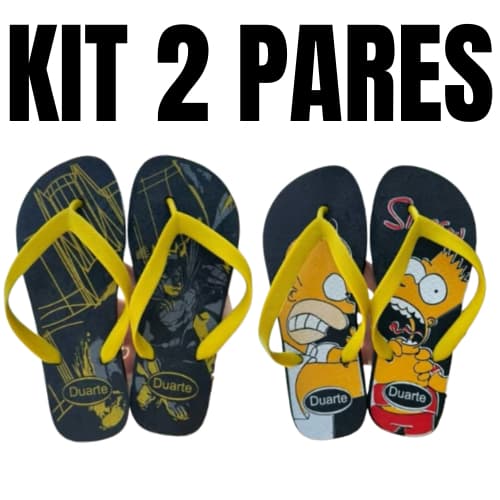 Kit 2 Pares de Chinelo Juvenil Masculino Envio Promocao
