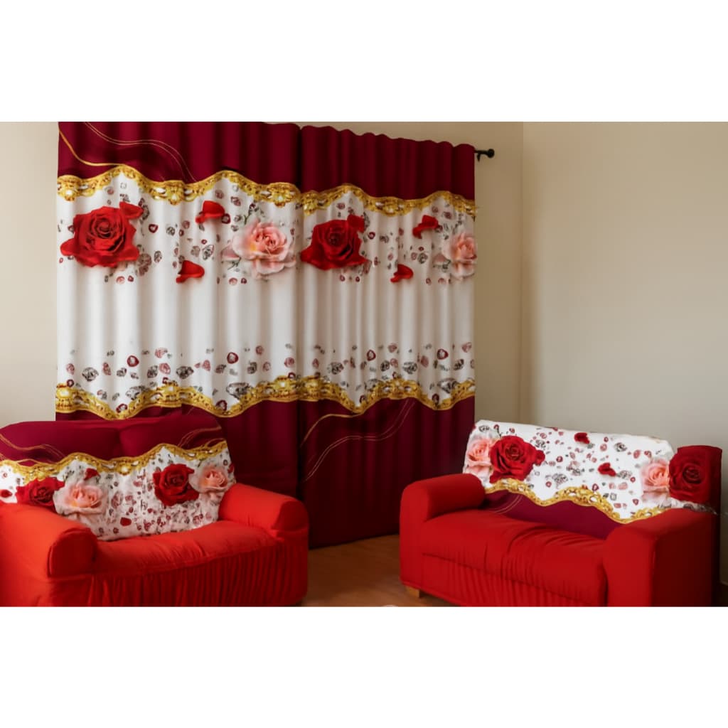 2 Capas Para Sofá 2 e 3 Lugares + Cortina estampada