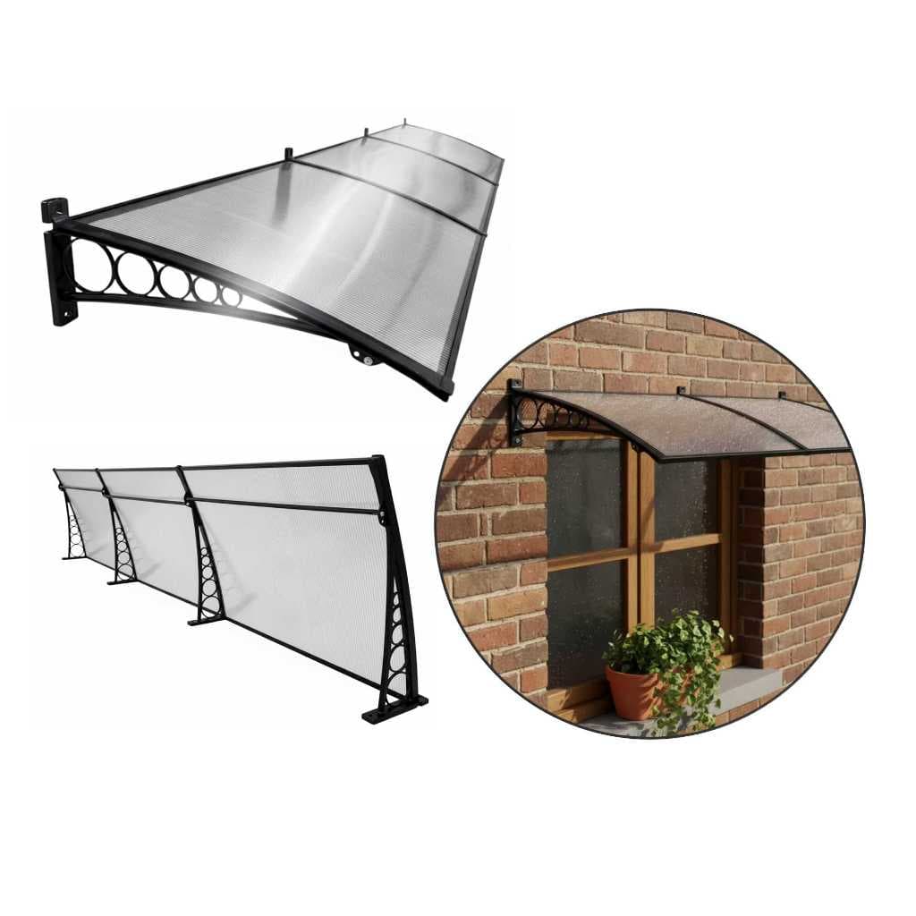 Toldo Policarbonato Slim 240cm x 50cm Cobertura Contra Chuva P/ Janelas Portas Resistente a Raios UV