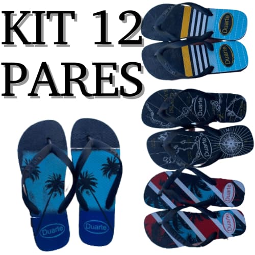Kit 12 Pares de Chinelo Masculino Adulto Atacado revenda promoção