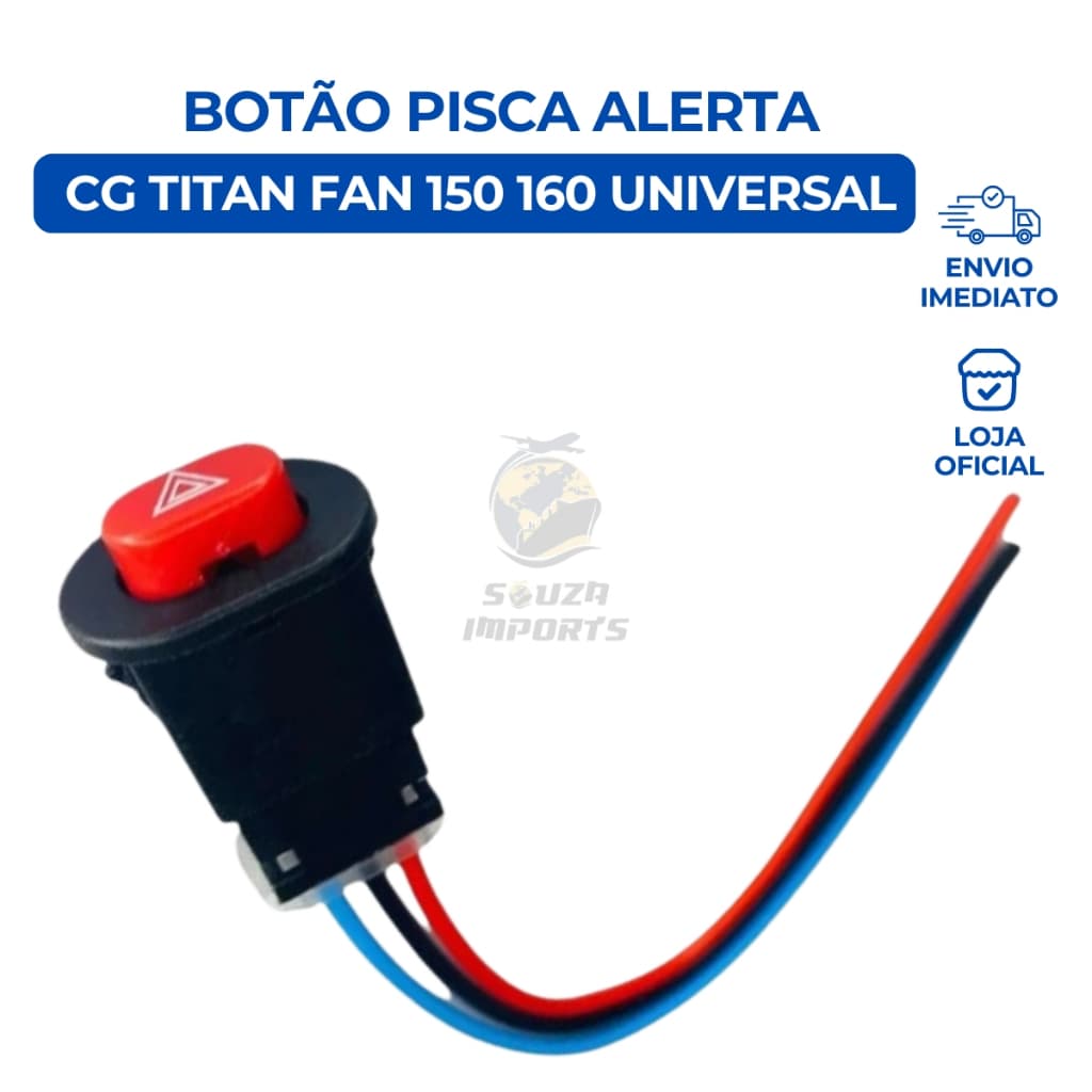 Botão Para Moto Pisca Alerta Cg Titan Fan 150 160 Universal