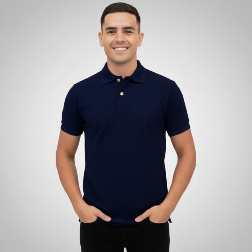 Camisa Gola Polo Masculina Piquet Lisa Confortável Modelagem Regular Respirável Estilo Clássico