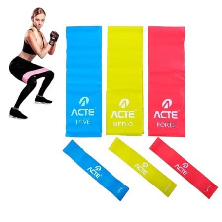 Kit 3 Faixas Hip Mini Band Elásticos Fisioterapia Academia para Treino Exercício Tensão Muscular