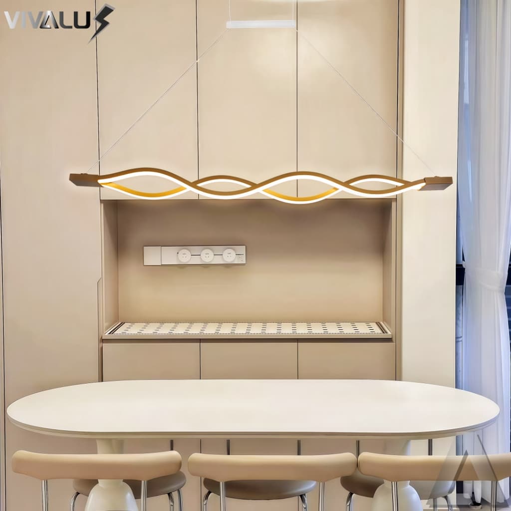 Lustre Pendente Moderno Geometrico Infinito Espiral Luminária Pendente Curva Linear Dourado Sala