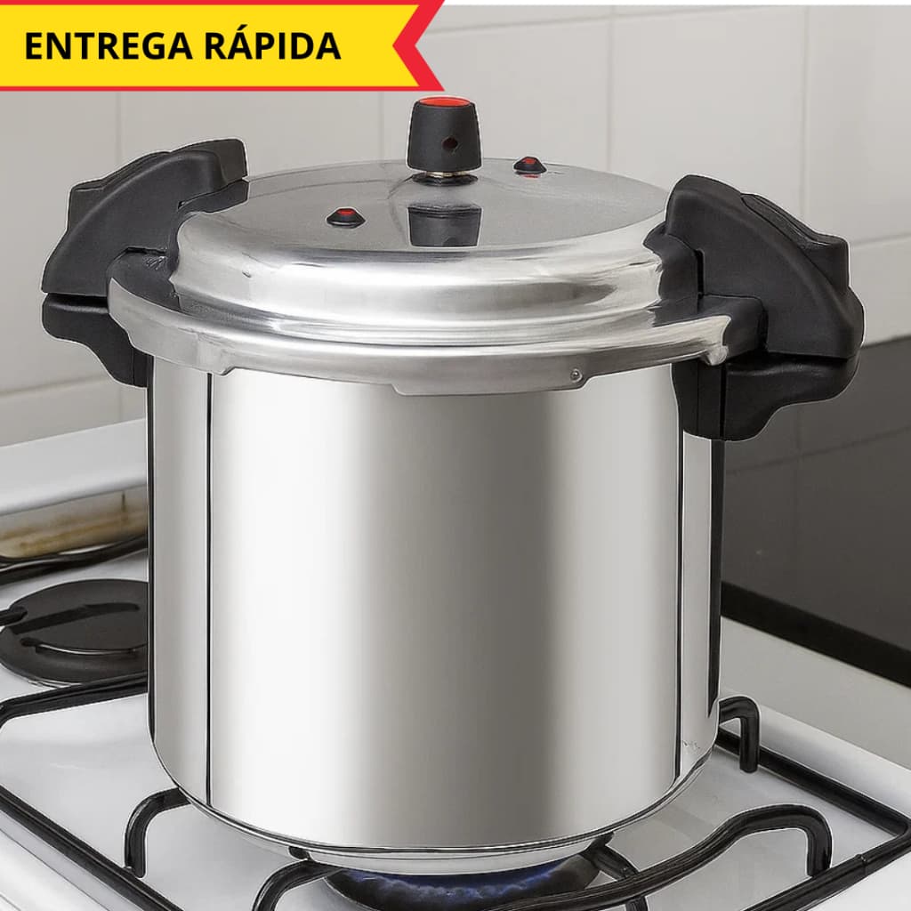 Panela Pressão 24 Litros Fechamento Externo Alumínio Cozinha Industrial Restaurante Hotel Escola Cozimento Rápido