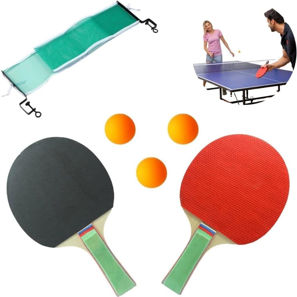 Kit Ping Pong com 2 Raquetes e 3 Bolinhas com Rede  Tênis de Mesa Preto e Vermelho