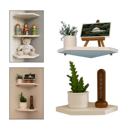 Kit 3 Prateleira Mdf Suspensa De Canto Cor Branca Branco