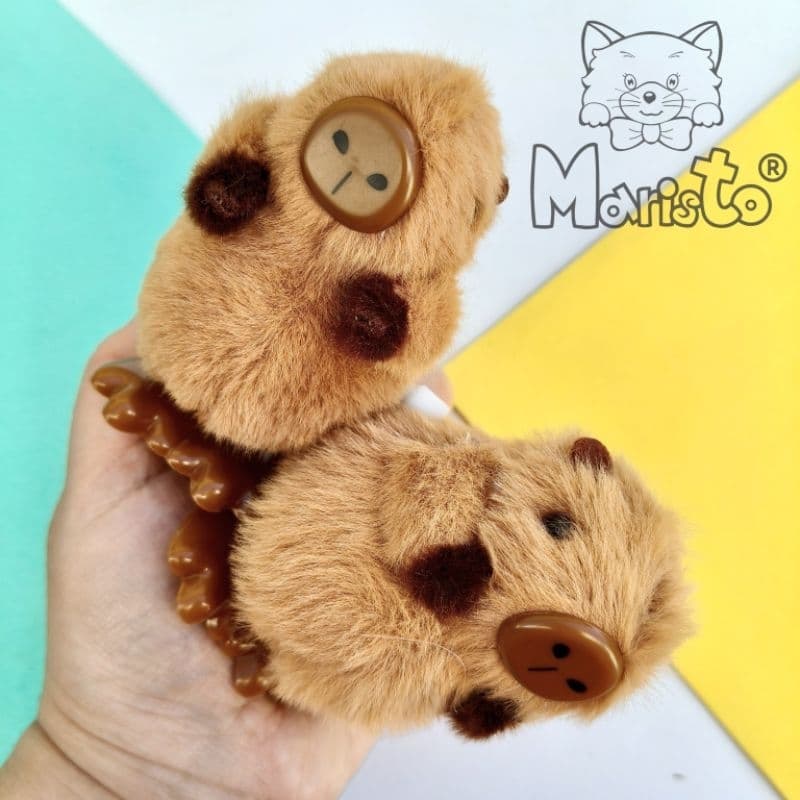 Mini Brinquedo Capivara de Pelúcia a Corda que Pula