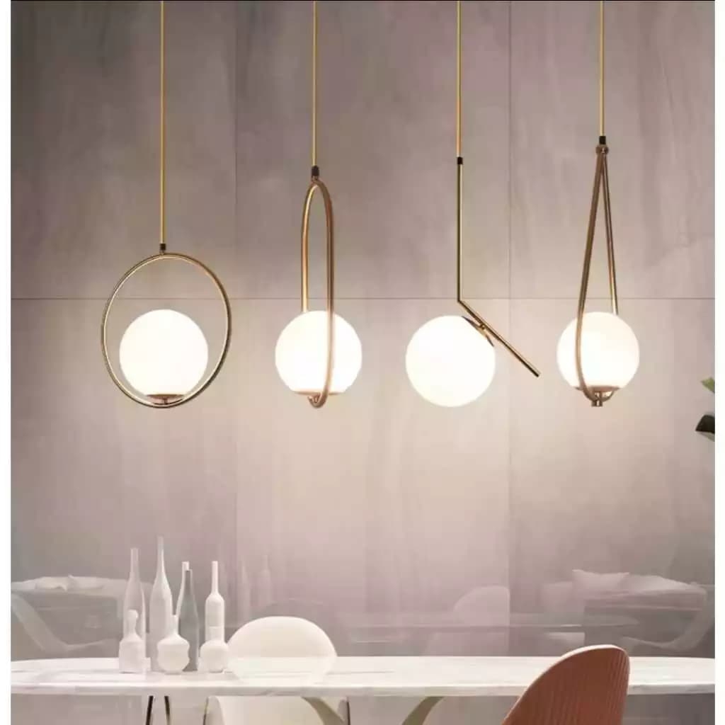 Luminária Pendente Dourada Vidro Fosco, Modelos Variados. Design Moderno e Sofisticado