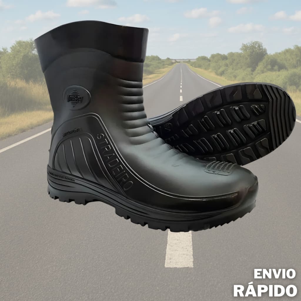 Bota Motoqueiro Motoboy Stradeiro Monseg Impermeável Pvc Cano Curto Refletiva Chuva