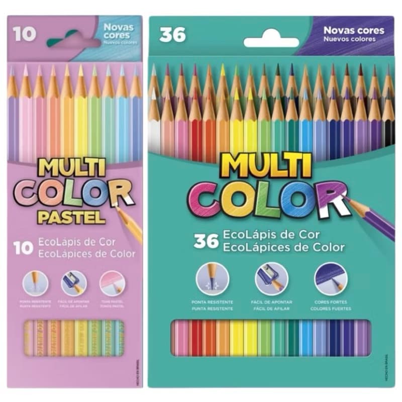 Kit lápis de cor Multi Color EcoLápis com 36 cores + 10 cores tons pastel promoção