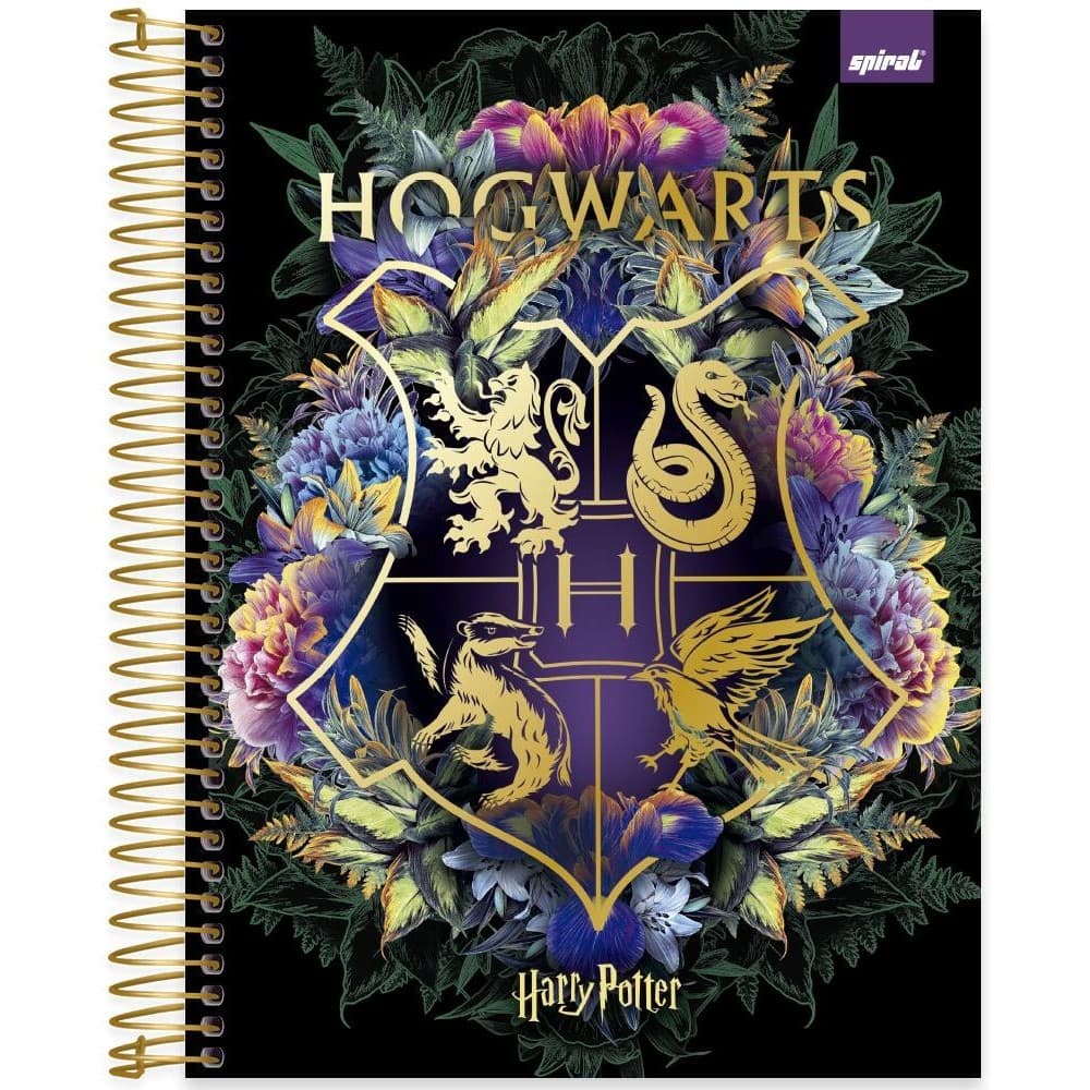 Caderno Universitário Capa Dura 10 Matérias, 160 Folhas, Harry Potter, Hogwarts