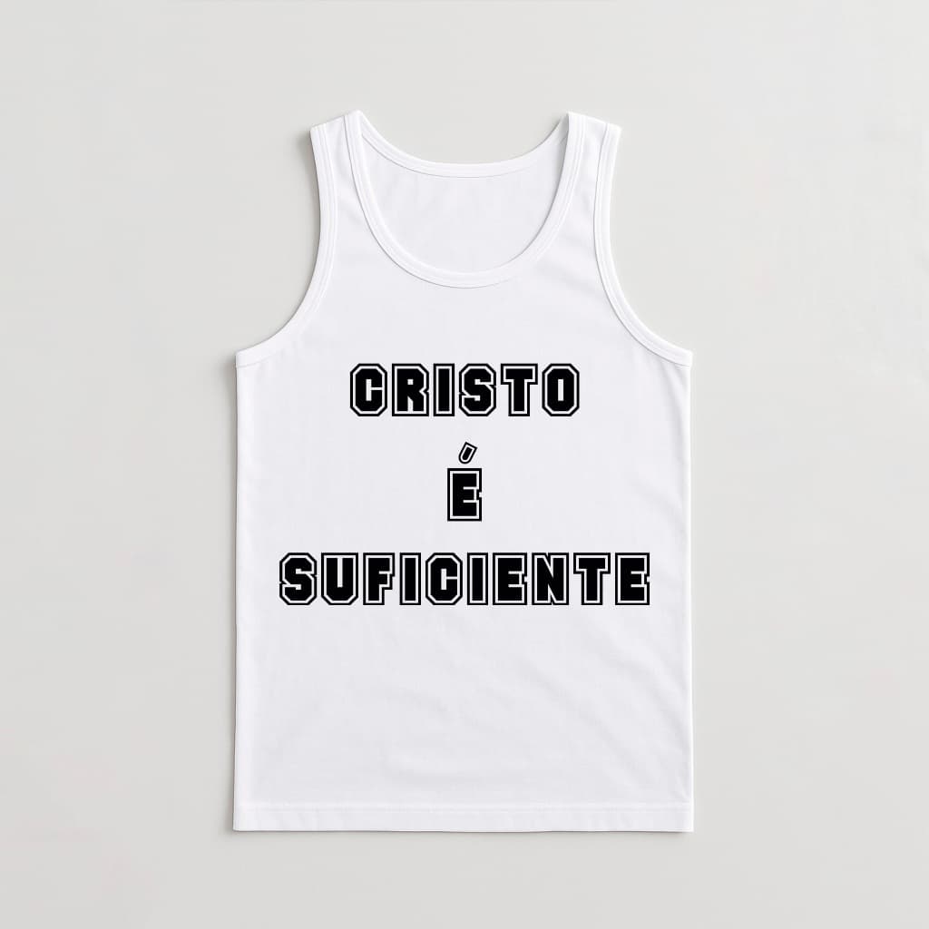Regata Masculina Motivacional Religiosa Cristo é Suficiente de Algodão Leve Macia Futebol Unissex