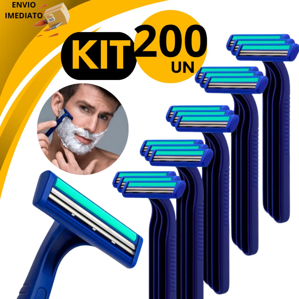 Kit 200 Barbeador Duas Lâminas Descartável Masculino e Feminino Gilete Suave Corte Preciso