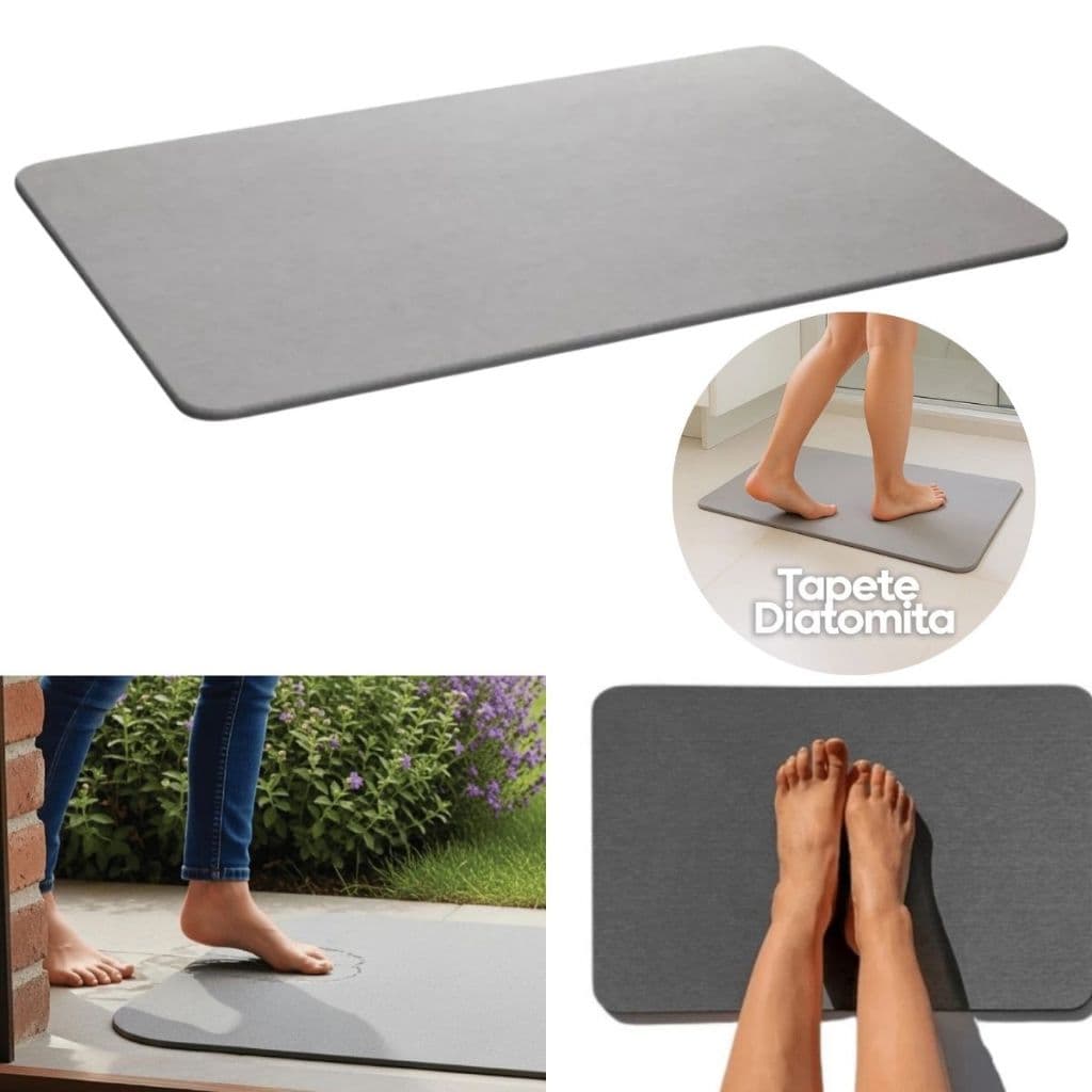 Tapete de Pedra Diatomita Para Banheiro Secagem Rápida 60cm x 39cm Antiderrapante Impermeável