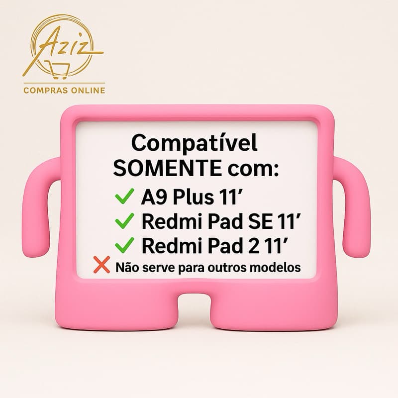 Kit 2 em 1 para (A9 Plus, Redmi Pad SE, Redmi Pad 2) 11”– Capa Infantil com Bracinhos + Caneta 2 em 1