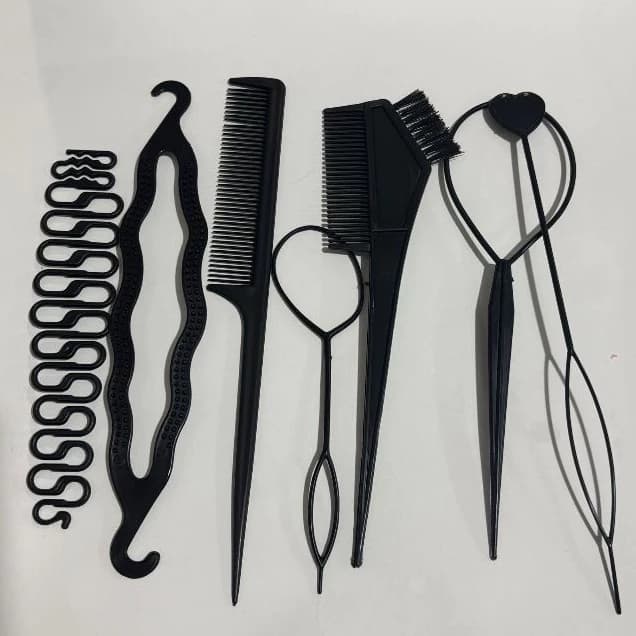 Kit7 Bun Hair Accessories Set para coques, tranças e cabelos.