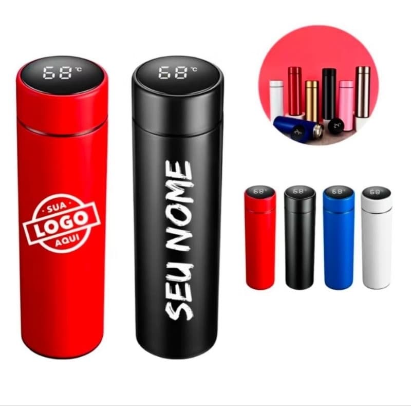 Garrafa de água Térmica 500ml Personalizada Nome, Time, Faculdade, Logo