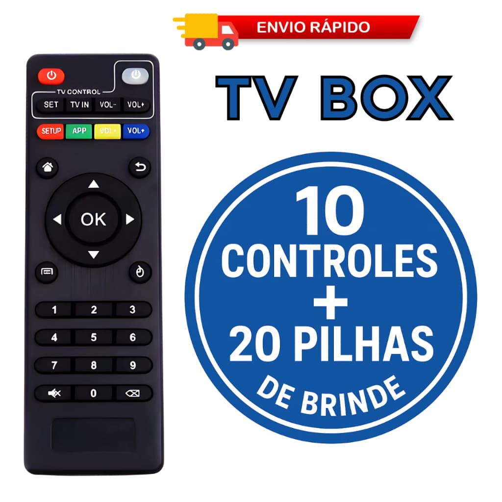 Kit Com 10 Controles Remoto Universal Compatível Com Box Tv Botões Inteligentes