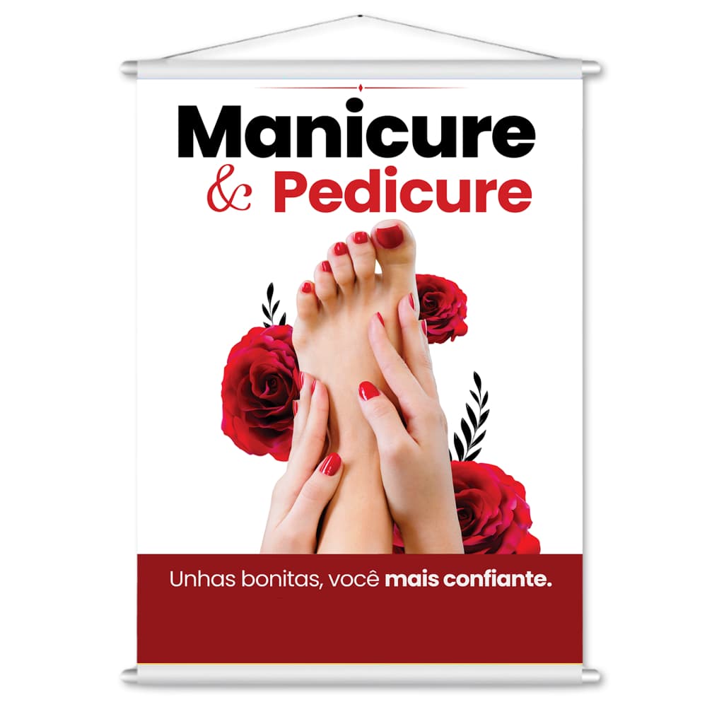 Banner Faixa Lona Manicure e Pedicure 80x60cm (Arte Pronta)