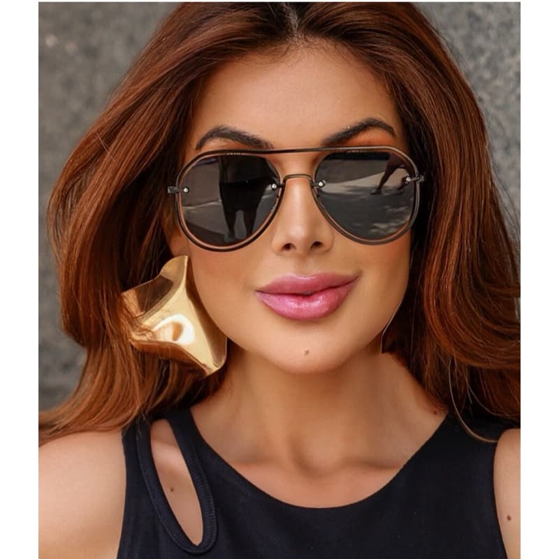 Óculos de Sol Aviador Luxo Premium Feminino Estilo Europeu Moderno - Aviador luxe