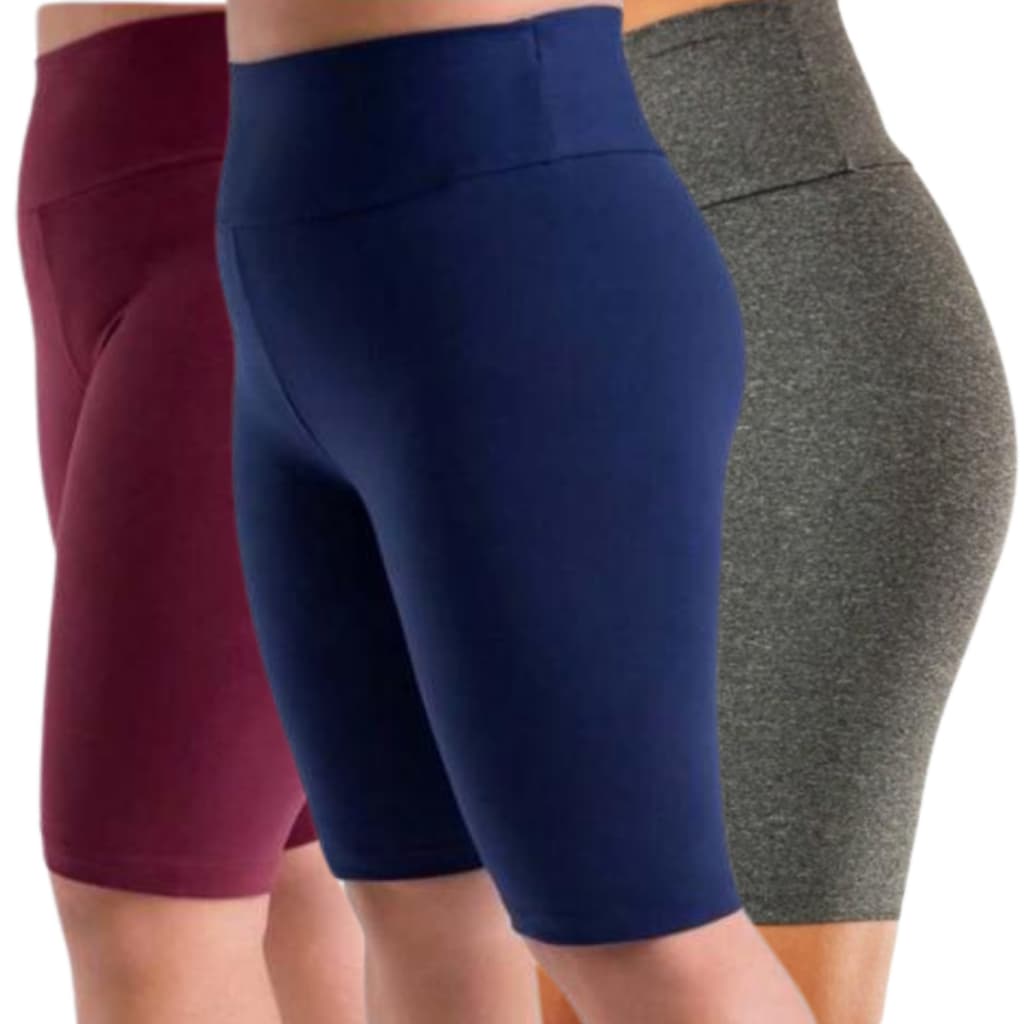 Kit 3 Bermuda Shorts Legging Leg Plus Size Feminino Fitness Levanta Bumbum Zero Transparência Feminina