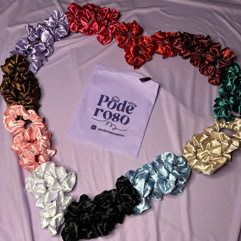 Scrunchie De Cetim Anti-Frizz | Xuxinha | Pompom | Rabicó | Prendedor De Cabelo