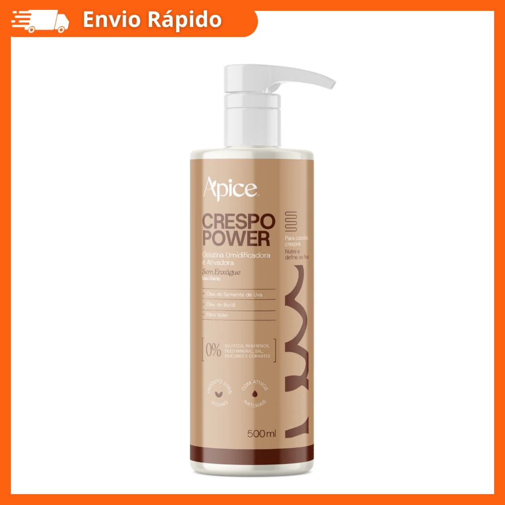 Gelatina Crespo Power 500ml Ativadora Definição Natural Hidratação Brilho Nutrição Redução de Frizz