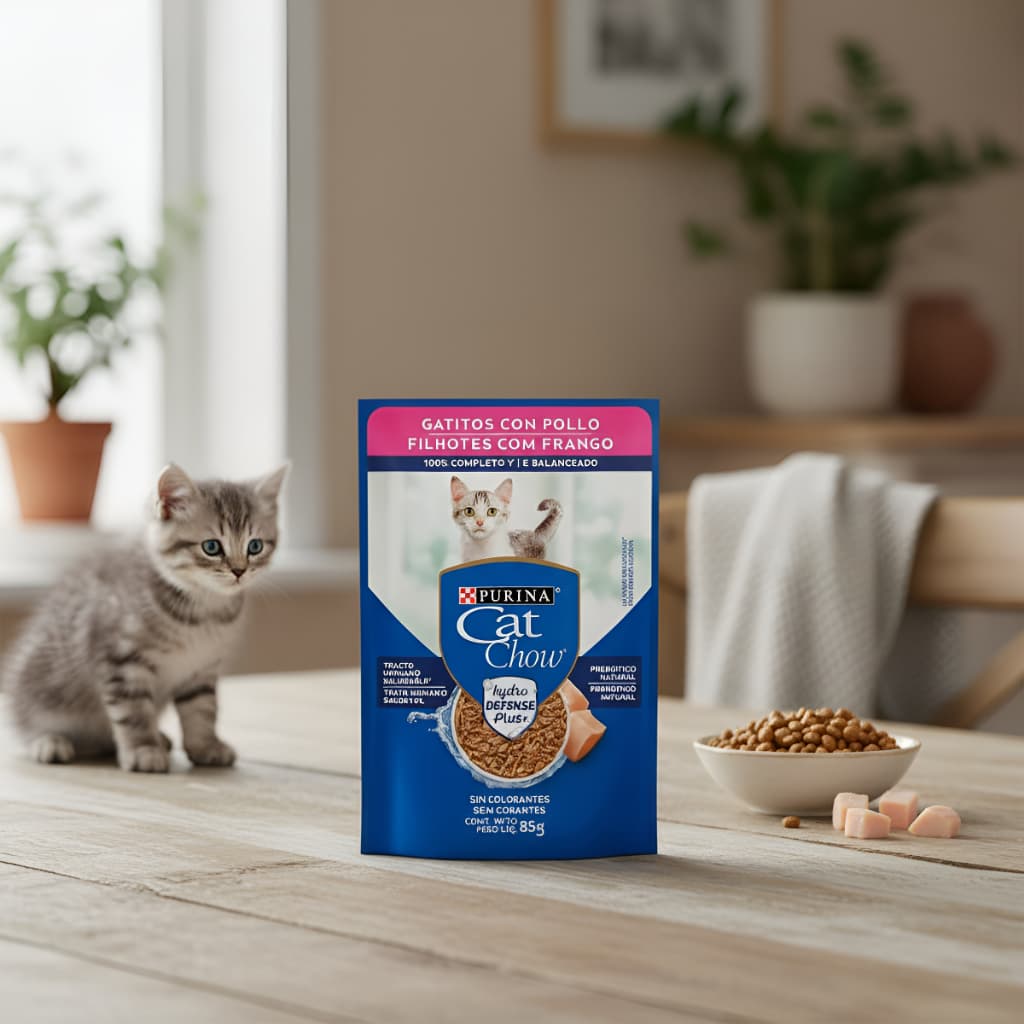 KIT Com 15  Saches Cat Chow Para Gatos Filhote Frango ao Molho 85g