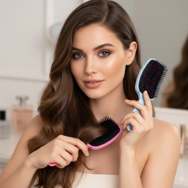Kit Natal 2 Escovas Desembaraçante Cabelo Profissional Presente Perfeito Antiestático Massageadora