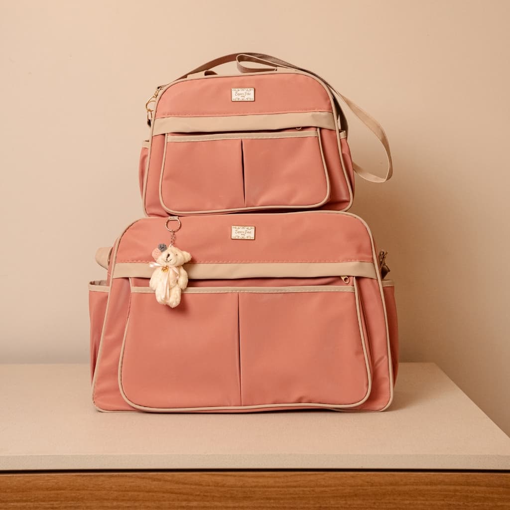 Kit Bolsa Maternidade Hope Rose Menina Impermeável com Frasqueira Trocador