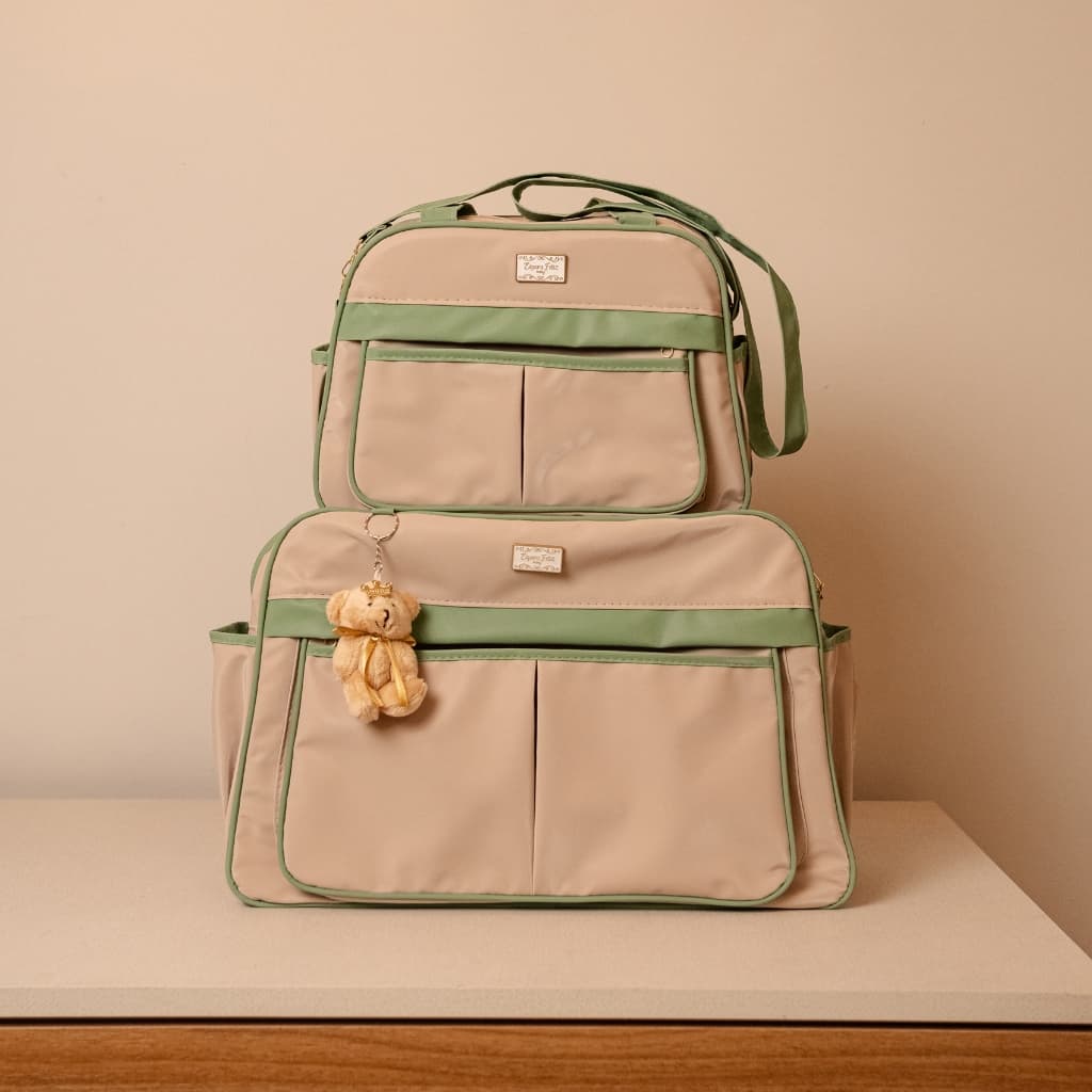Kit Bolsa Saída Maternidade Baby Hope Menta 2 Peças com Frasqueira e Trocador Impermeável Unissex