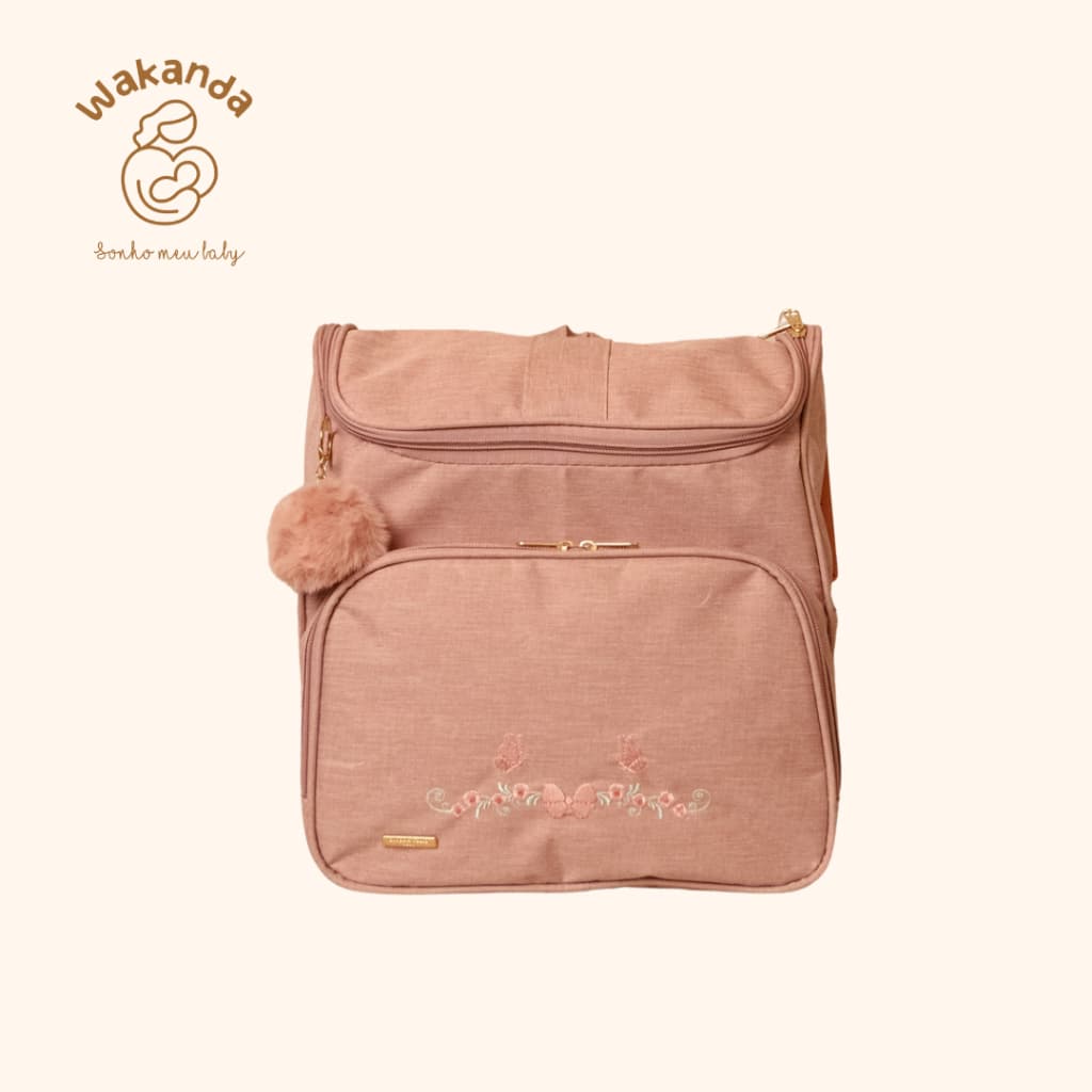Mochila Maternidade Garden Rose Impermeável Divisórias com Forro Menina