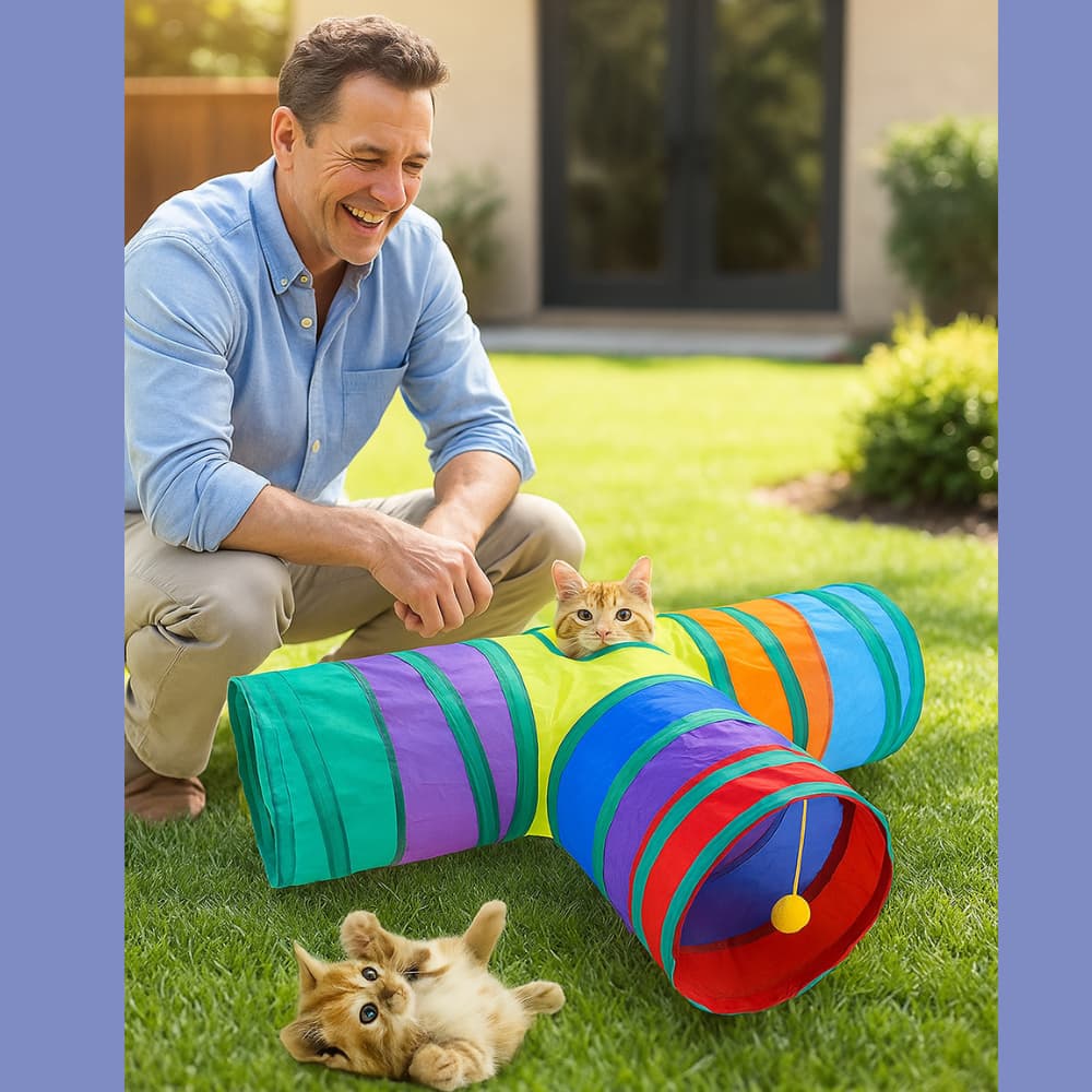 Tunel Interativo Gato Pet Brinquedo Divertido Estimulacao Colorido