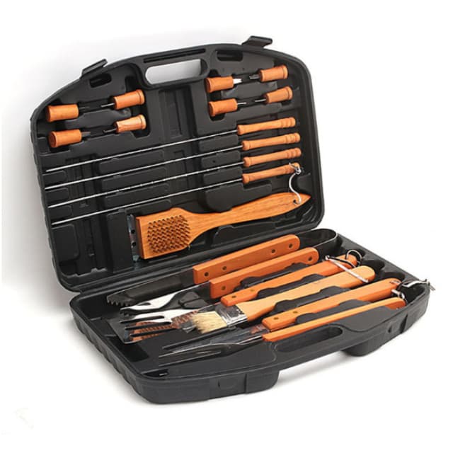Kit 10/18 Churrasco Inox Faca/garfo/pegador/espatula/amolador/chaira churrasqueiro facas