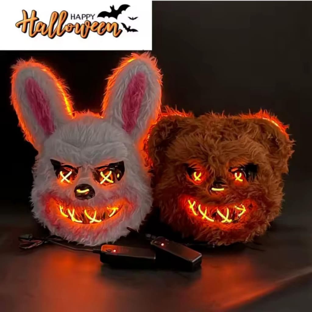 Máscara de Pelucia led Coelho/Urso  Halloween fantasia