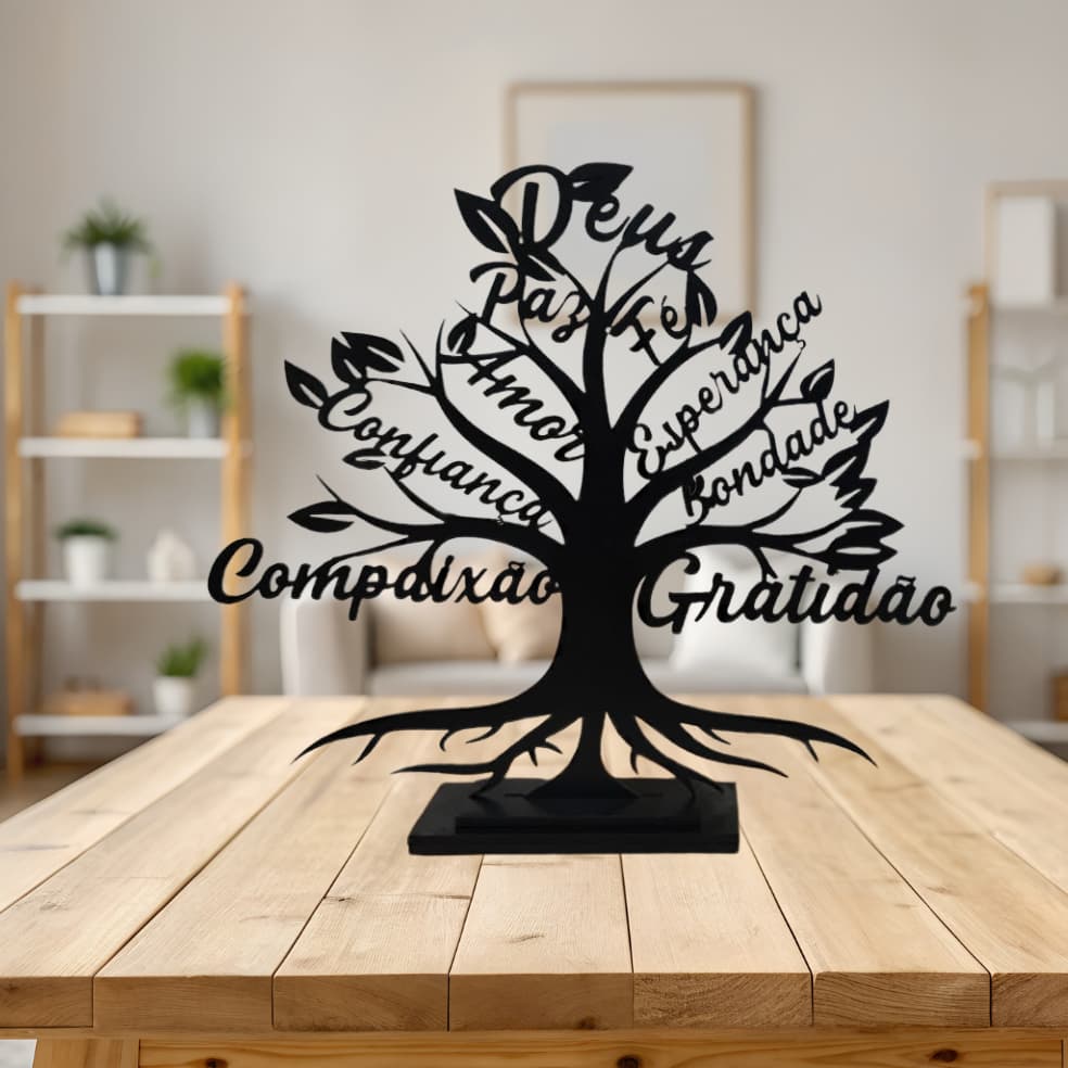 Árvore dos Desejos em MDF – Decoração de Mesa com Palavras Positivas - KIT e UNIDADE