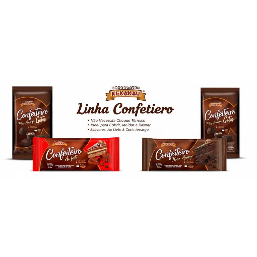 1KG CHOCOLATE BARRA COBERTURA CONFEITEIRO 4 OPÇOES