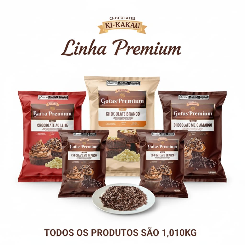 1,01KG COBERTURA CHOCOLATE PREMIUM EM BARRA E GOTAS KI-KAKAU