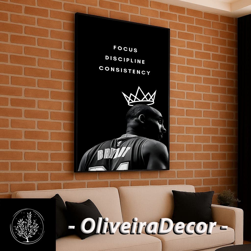 QUADRO DECORATIVO HOMENAGEM JOGADOR BASQUETE KOBE BRYANT 1 PEÇA 60X40 DECORAR SALA QUARTO ESCRITORIO