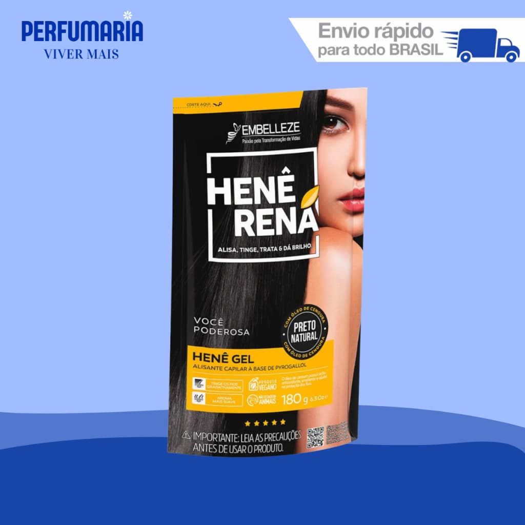 HENÊ RENA 180G GEL POUCH PRETO NATURAL