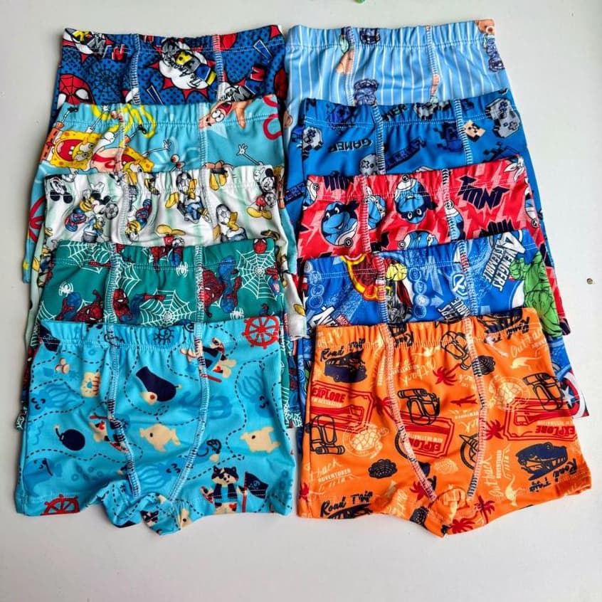 Kit Com 5 Cueca Infantil Estampada Com Forro Em Algodão Cuecas Meninos