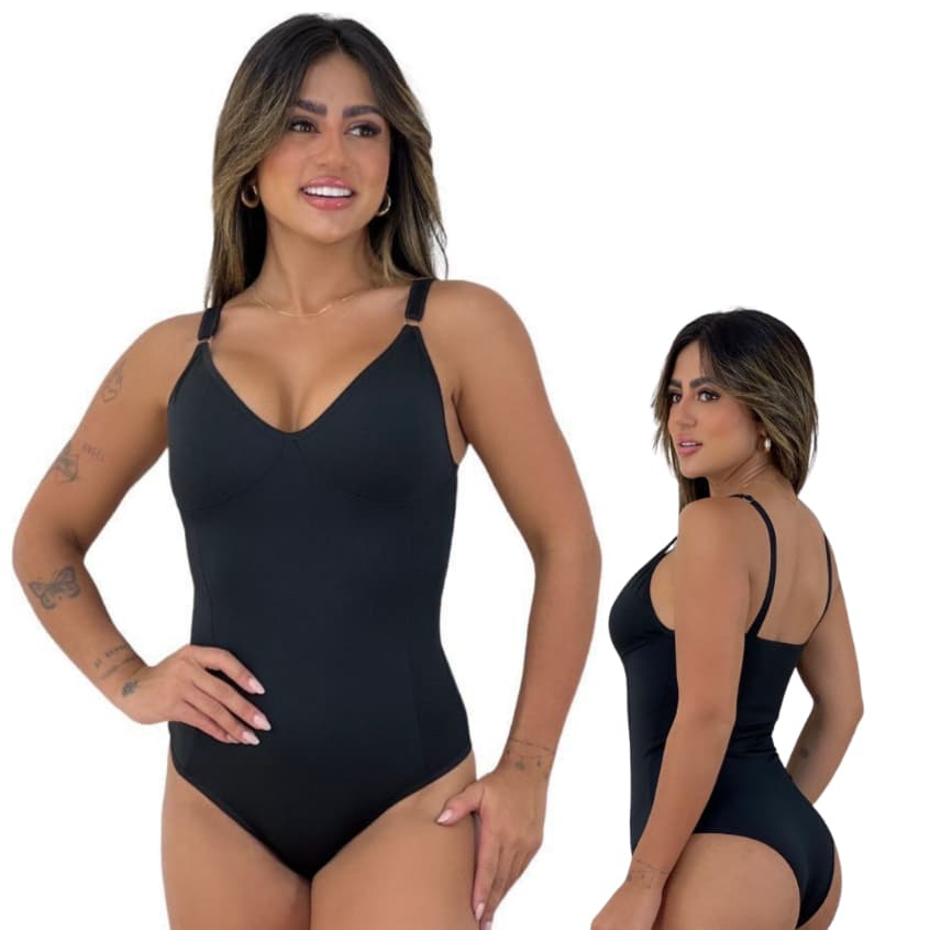 Cinta Feminina Body Modelador Suplex Sem Bojo Redutora De Medidas Com Compressão Alça Reforçada