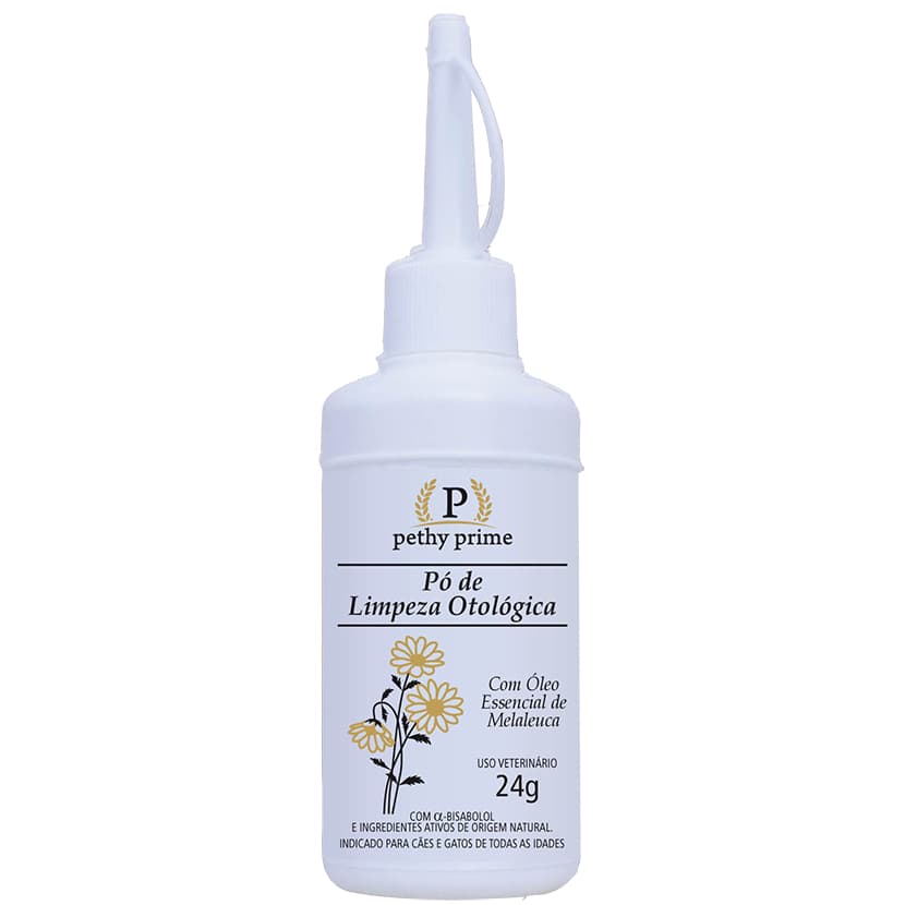 Pó Otológico 24g Otopethy Pethy Prime Higienizador de Orelhas para Cães & Gatos |Remove Odor, Secagem & Pelos